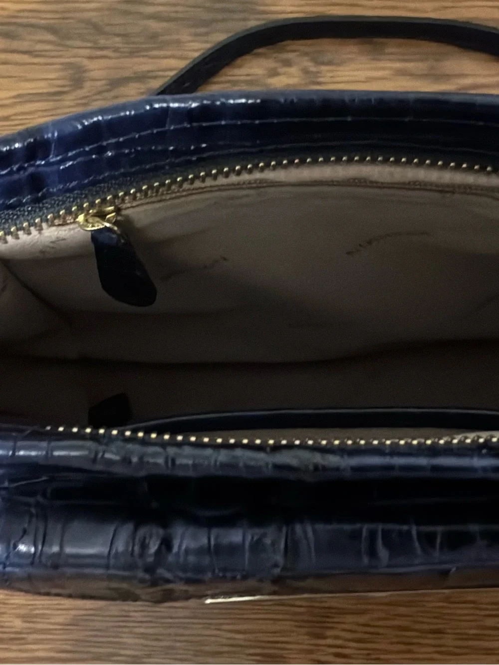 Brahmin Navy/Black Croc-Embossed Leather Crossbody